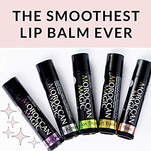 Moroccan Magic Organic Unscented Lip Balm 3 Pack | Ultra-Hydrating Argan Oil Lip Moisturizer + Vitamin E | Natural Chapstick for Dry Lips | Smooth, Non-Toxic | Organic Lip Balm-Velvo Beauty