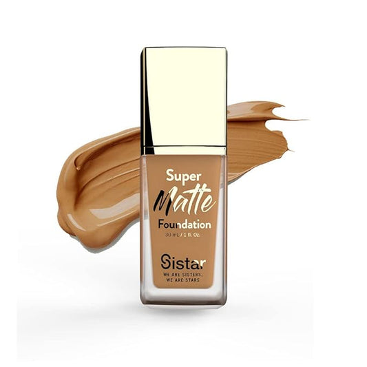 Sistar Super Matte Foundation Perfecting Liquid Foundation Full Coverage Control Shine Weightless Longwearing 30 mL / 1 fl. oz. (Hazelnut)-Velvo Beauty