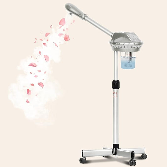 Facial Steamer Professional,Face Steamer for Estheticians with Hot Mist & Timer Function,Height Adjustable Vaporizador Facial Steamr on Wheels-Velvo Beauty