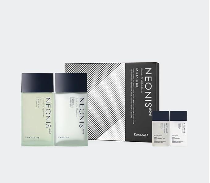 WELCOS Kwailnara NEONIS Aftershave 5.07 Fl oz & Emulsion 5.07 Fl oz with Convenient 1 Fl oz Travel Sizes Each | Gift Set | Korean Men's Skincare-Velvo Beauty