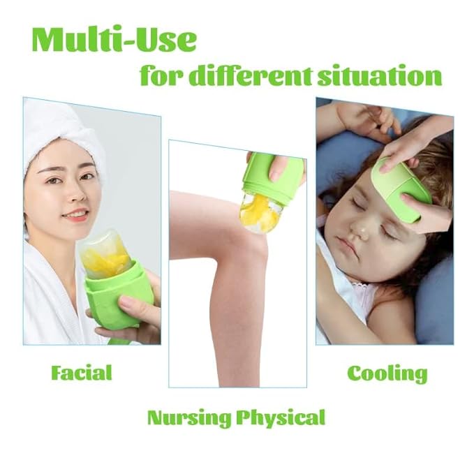 Ice Roller for Face and Eye - Upgraded Facial Beauty Roller, Skin Care Tool, Gua Sha Massage, Silicone Mold for Beauty (Green)-Velvo Beauty