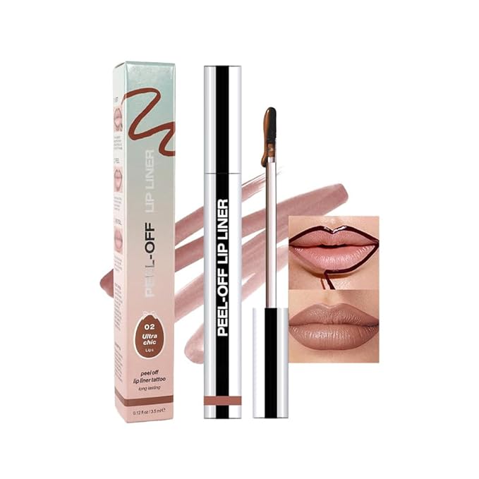Matte Liquid Lip Stain Peel Off Lip Liner Tattoo - Brown, Waterproof Smudge-Proof Lip Gloss, Long-Lasting Non-Stick Cup Formula, Natural Peel Off Design for All Skin Types #02-Velvo Beauty