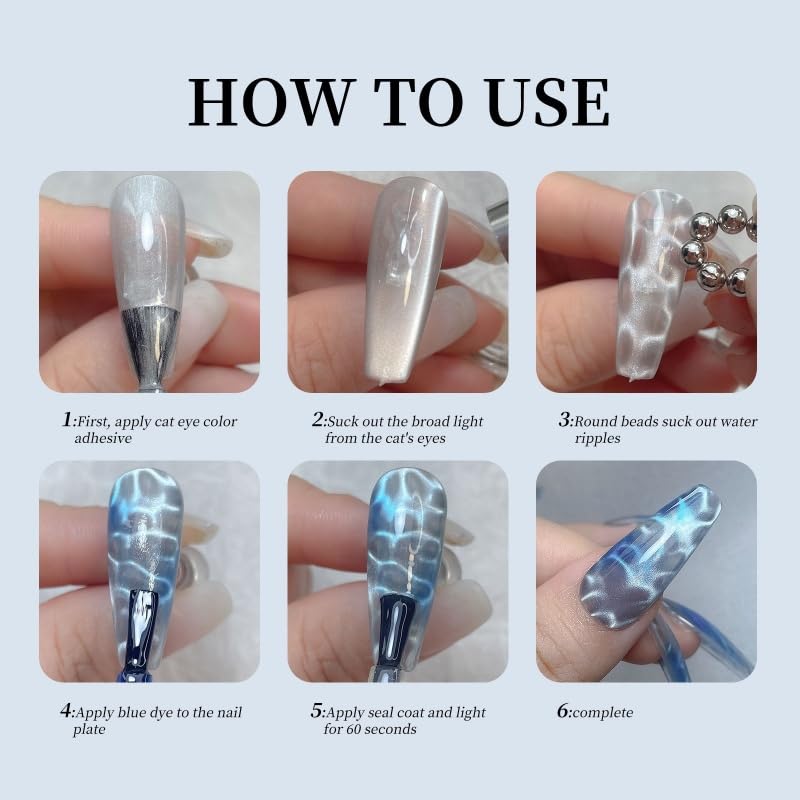 10Pcs Round Cat Eye Magnet Beads for Nails – Strong Magnetic Beads for Cat Eye Gel Polish, Water Ripple Nail Art Tool Set-Velvo Beauty