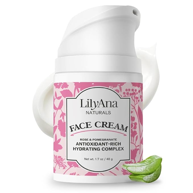 LilyAna Naturals Face and Neck Moisturizer for Women and Men - Moisturizer Face and Neck Cream for Dry Skin and Dark Spot Brightening - Rose and Pomegranate Extracts - 1.7oz-Velvo Beauty
