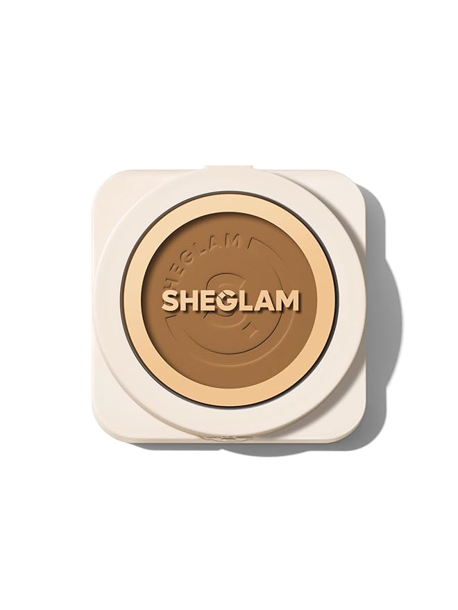 SHEGLAM SKin-Focus Full Coverage Powder Foundation Oil-Control Lightweight Face Pressed Powder Makeup-Mahogany-Velvo Beauty