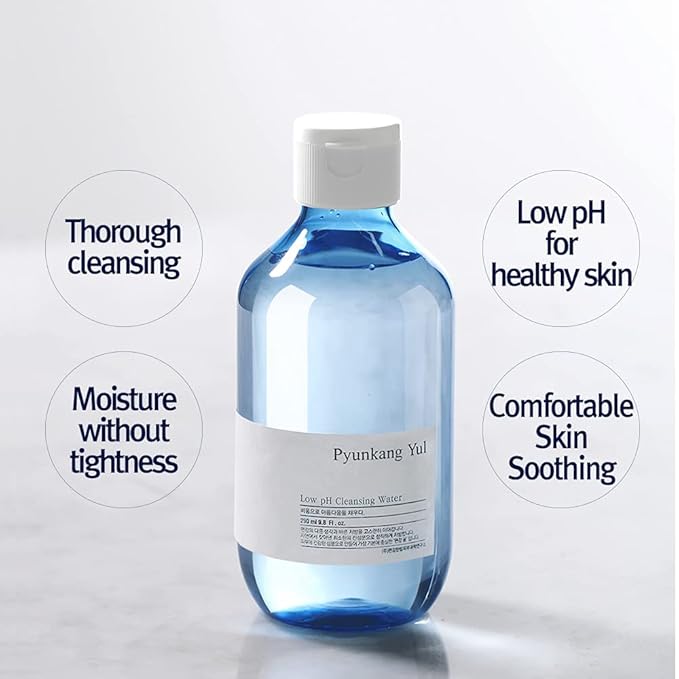 Pyunkang Yul PKY Low pH Cleansing Water Makeup Remover Face Cleanser with Witch Hazel and AHA - Cica, Tea Tree Extract Natural Ingredients Ceramide Micellar Water 9.8 Fl Oz-Velvo Beauty