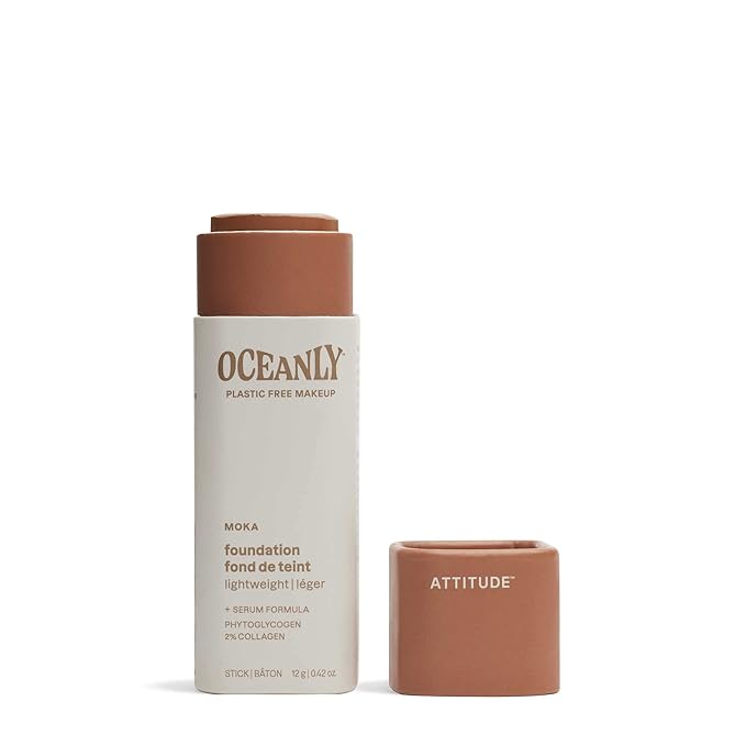 ATTITUDE Oceanly Light Coverage Foundation Stick, Titanium Dioxide-Free, EWG Verified, Plastic-Free, Vegan & Cruelty-free Makeup, Moka, 0.42 Ounces-Velvo Beauty