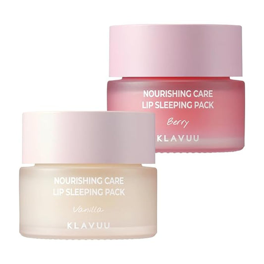Klavuu Nourishing Care Lip Sleeping Pack (Vanila & Berry) - Overnight Exfoliating & Nourishing Lip Treatment Balm for Dry Lips - Natural Moisturizing Lip Oil - Lip Balm to Repair & Protect Lips-Velvo Beauty