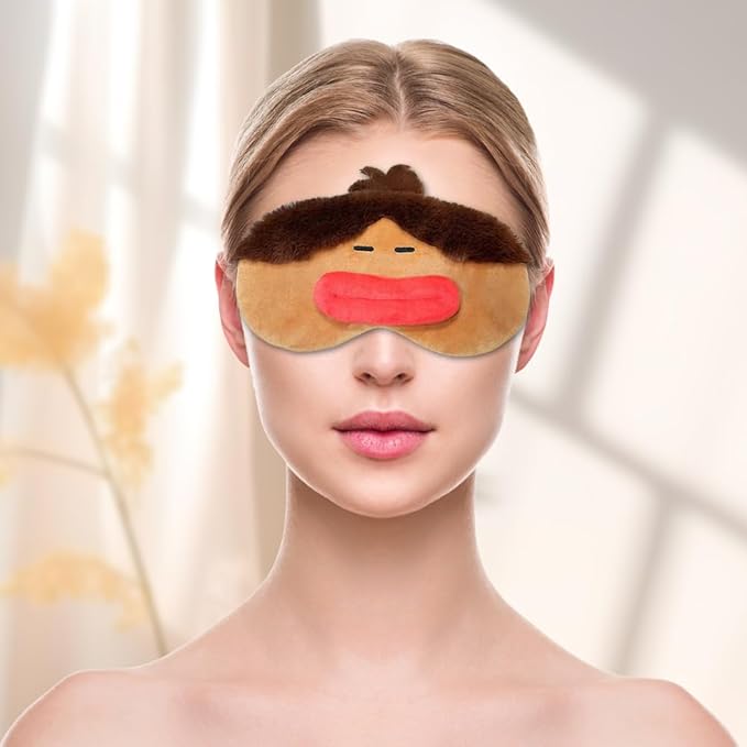 PERFECTSIGHT Sleep Eye Masks, Cute Plush Sleep Eye Cover Lightweight Adjustable Eyeshade Faux Fur Mask Cover for Women Men Sleep Travel Nap, Girl Braid-Velvo Beauty