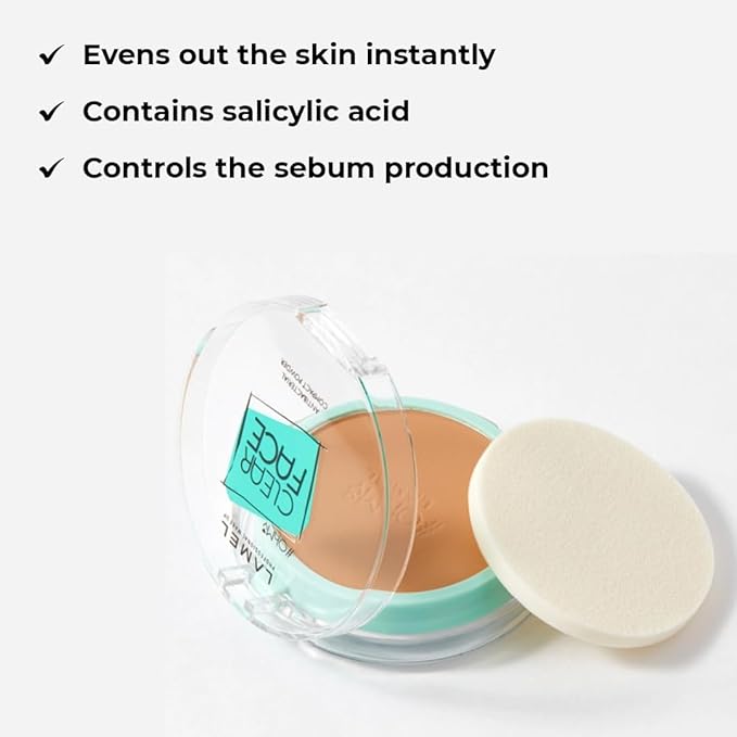 Lamel Oh My Clear Face Powder 406 Soft Honey | evens out the skin instantly |contains salicylic acid |controls the sebum production | 6gm-Velvo Beauty