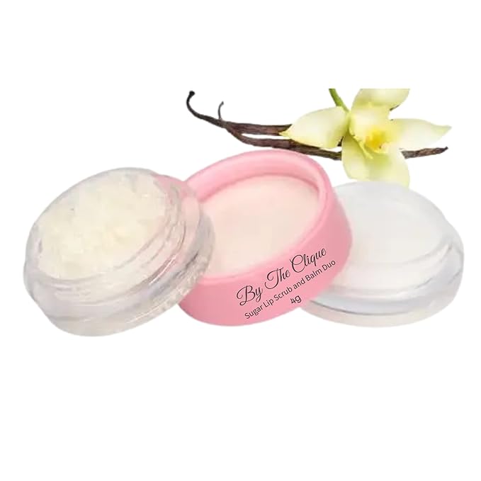 Premium 2 in Exfoliating Sugar Lip Scrub and Smoothing Safflower Oil Infused Lip Balm Duo | All Natural Ingredients | Vegan, Gluten Free and Cruelty Free | Vanilla Sugar-Velvo Beauty