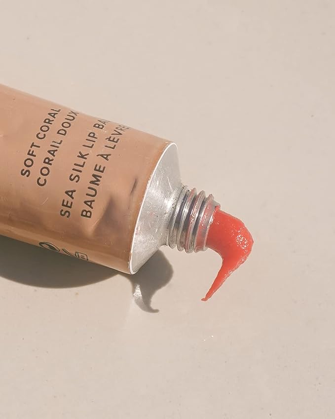 MARA - Natural Sea Silk Lip Balm With Algae + Moringa | Non-Toxic, Plant-Based Skin Care, Hypoallergenic | Moisturize, Plump + Soothe Dry, Chapped Lips (Coral, 0.5 oz | 15 ml)-Velvo Beauty