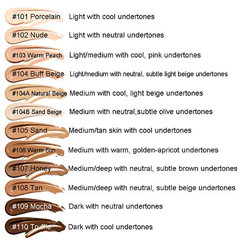 AQUAPURITY PHOERA Full Coverage Foundation New Formula Waterproof Long Lasting Oil Free Velvet Matte Liquid Foundation for Oily Skin Flawless Makeup Base Cream Concealer (101 Porcelain)-Velvo Beauty