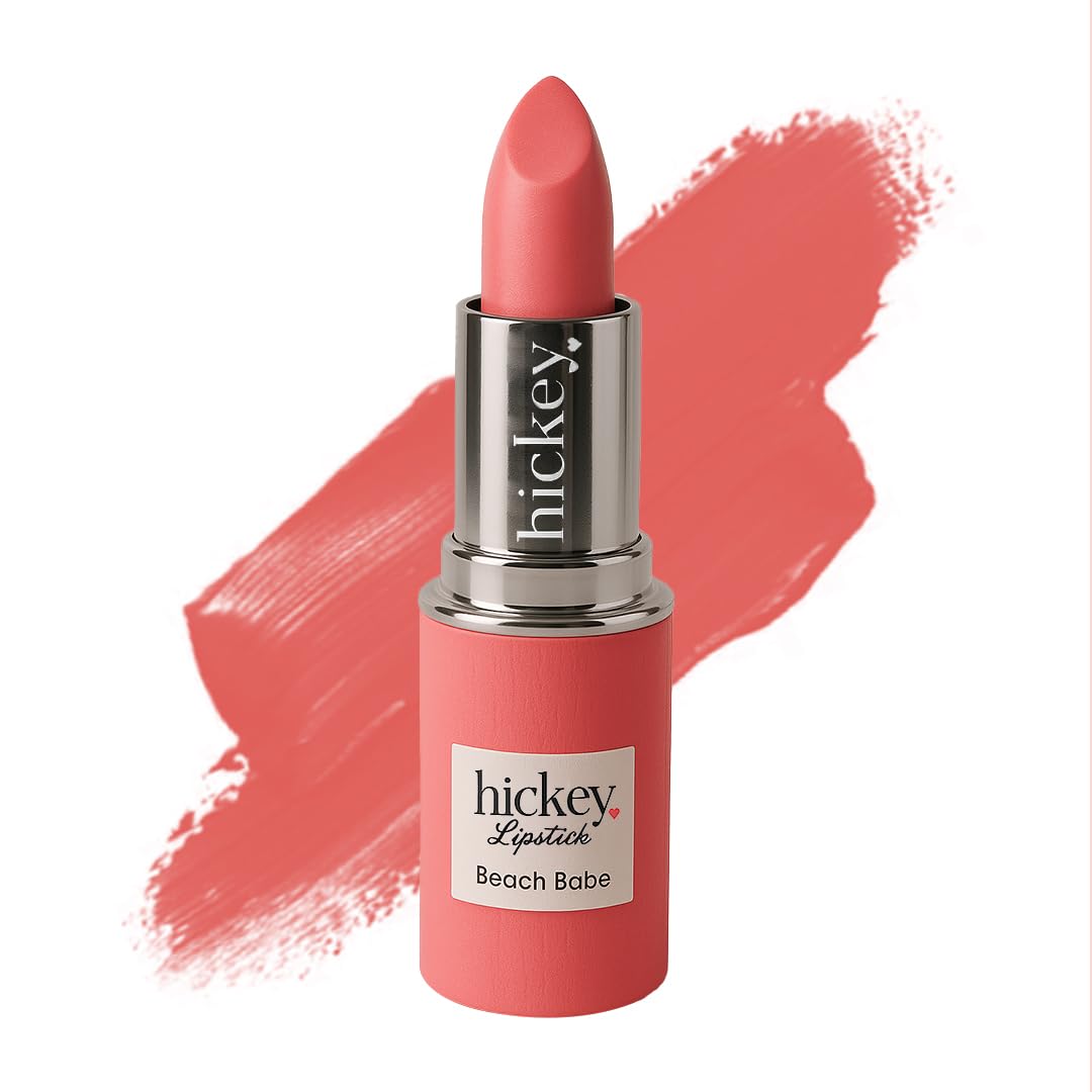 Hickey Lipstick for Women, Organic Beach Babe Coral Lipstick Refill - Hydrating & Moisturizing Long Lasting Lipstick - Vegan & Gluten-Free with Velvet Finish - Highly Pigmented, Smooth & Creamy Makeup-Velvo Beauty