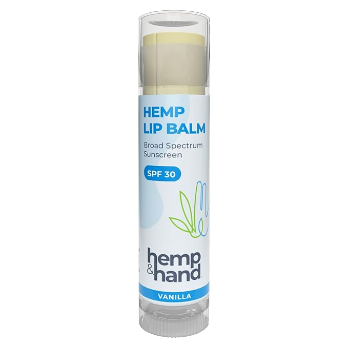 Organic Vanilla Hemp Lip Balm with Beeswax, Coconut Oil and Vitamin E - SPF 30 - by Hemp and Hand (1-Pack)-Velvo Beauty