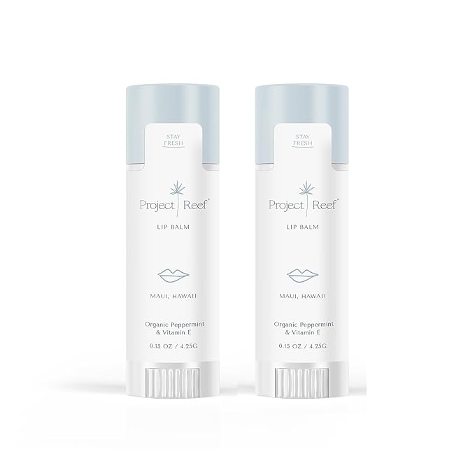 Cooling Lip Balm w/Organic Peppermint, Shea Butter, Vitamin E, Hydrating Chapstick, Soothe Dry Sunburnt Lips, After Sun Care, 2 Pack-Velvo Beauty