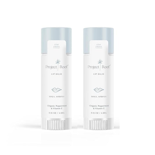 Cooling Lip Balm w/Organic Peppermint, Shea Butter, Vitamin E, Hydrating Chapstick, Soothe Dry Sunburnt Lips, After Sun Care, 2 Pack-Velvo Beauty