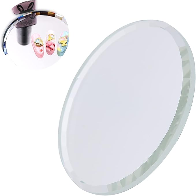 Nail Art Palette, DIY Nail Art Palette Nail Color Mixing Palette Nail Art Manicure Display Drawing Tool Nail Art Plate False Nail Mirror Glass Display Board for Manicure Makeup Paint Art(white)-Velvo Beauty