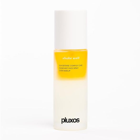 | PLUXOS 47 | SUNSCREEN + SKINCARE SPF 47 FACE MIST SPRAY (Peach) | SUN DEFENSE COMPLEX CARE | Apply Over Makeup, Broad Spectrum, Clear, Light, Vegan, Hydrate, Fight Acne, Anti-Aging, Cell Repair-Velvo Beauty