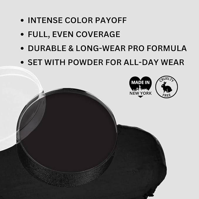 Mehron Makeup Color Cups | Stage, Foundation, Face Paint, Body Paint, Halloween | Face Paint Makeup | Greasepaint .5 oz (14 g) (Black)-Velvo Beauty