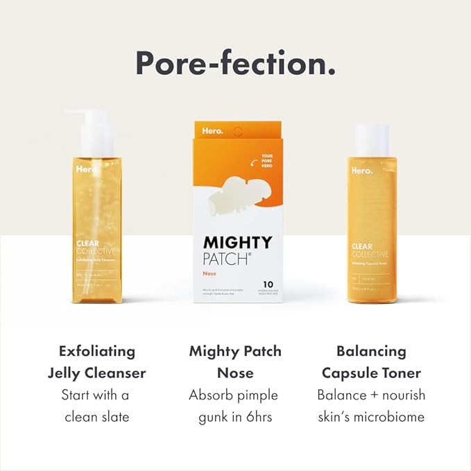 Mighty Patches for nose pores from Hero Cosmetics - XL Hydrocolloid Pimples, Zits and Oil - Dermatologist-Approved Overnight pore Strips to Absorb Acne nose Gunk (10 Count)-Velvo Beauty