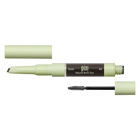 Pixi Natural Brow Duo - Soft Black, Precision Pencil & Tinted Gel, Waterproof Brow Shaper for All-Day Hold, Paraben-Free, 0.2oz-Velvo Beauty
