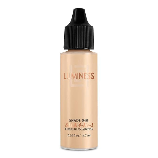 Luminess Air Silk 4-In-1 Airbrush Foundation- Foundation, Shade 040 (.5 Fl Oz) - Sheer to Medium Coverage - Anti-Aging Formula Hydrates and Moisturizes - Professional Makeup Kit for Cordless Air Brush-Velvo Beauty