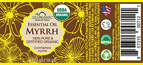 US Organic 100% Genuine Myrrh Essential Oil - Sourced from The Horn of Africa, USDA Certified Organic, Extracted by Hydro-Distillation (Myrrh, 10 ml)-Velvo Beauty