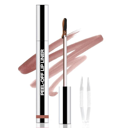 Peel Off Matte Liquid Lip Gloss Stain-Lip Liner with Tweezer, Brown Peel Off Lip Stain, Long Lasting & Waterproof Lipstick Tattoo, Transfer-Proof Lip Gloss for All Skin Types (02#, 1Pcs)-Velvo Beauty