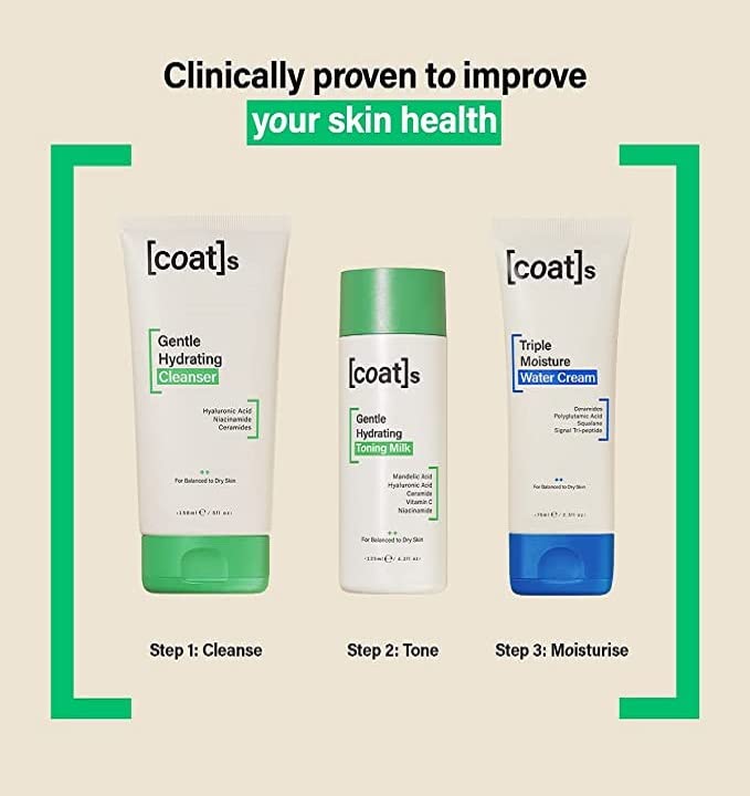 Coats Skinsentials Bundle – Cleanser 5 oz, Toner 4.2 oz & Moisturizer 2.5 oz – 3-Step Regimen Prevents Breakouts and Protects Skin Barrier with Ceramides, For Women and Men-Velvo Beauty