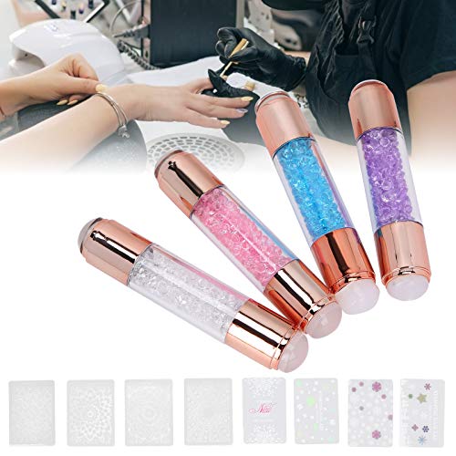 4Sets Manicure Art Stampers Silicone Stamp Pens Nail Stamping Plates Double Ended W/Nail Seal Plate Manicure Stamp Pen for home nail salon use-Velvo Beauty