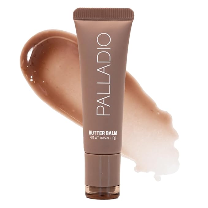 Palladio Butter Balm - Hydrating Lip Balm with Sheer Tint, Aloe, Peptides, Shea Butter, and Vegan Formulation for Instant Moisture, Shine, and Soothing Lip Care, Caramel Glazed-Velvo Beauty