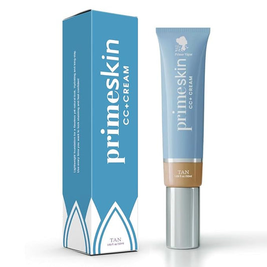 Primeskin Cc Cream for Older Women,Korean Cc Cream, Self Adjusting for Mature Skin, Satin Skin Korean 1.69 Fl Oz/50ml (TAN)-Velvo Beauty