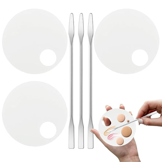 3 Pack Nail Art Palette with 3 Pcs Spatula Makeup Tray Foundation Mixing Palette Professional Cosmetic Stiring Tools for Women and Girls Liquid Foundation Lipstick Concealer-Velvo Beauty