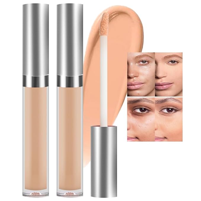 Kaely 2Pcs Hydrating Concealer Wand,Full Coverage Liquid under Eye Concealer,Long Lasting Waterproof Primer Makeup for Dark Circles and Puffiness Trouble Spots Redness,Eye Ring corrector de ojeras 03-Velvo Beauty