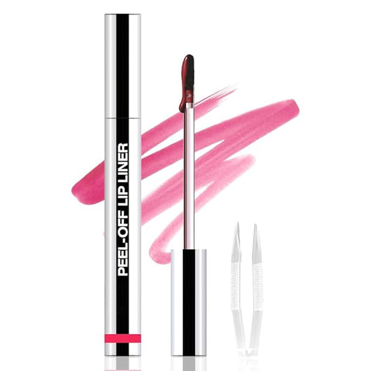 Peel Off Matte Liquid Lip Gloss Stain-Lip Liner with Tweezer, Delicate Pink Peel Off Lip Stain, Long Lasting & Waterproof Lipstick Tattoo, Transfer-Proof Lip Gloss for All Skin Types (00#, 1Pcs)-Velvo Beauty