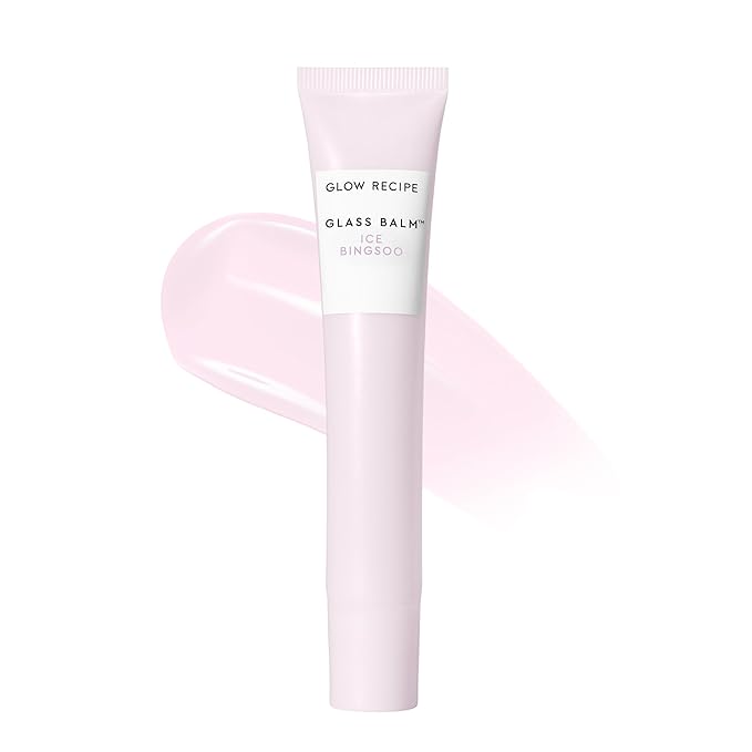 Glow Recipe Glass Balm Lip Treatment - 12Hr Hydrating Lip Balm & Moisturizer with Hyaluronic Acid to Smooth, Plump & Protect from Dryness, High Shine Finish - Clear Tint, Ice Bingsoo (15 ml)-Velvo Beauty