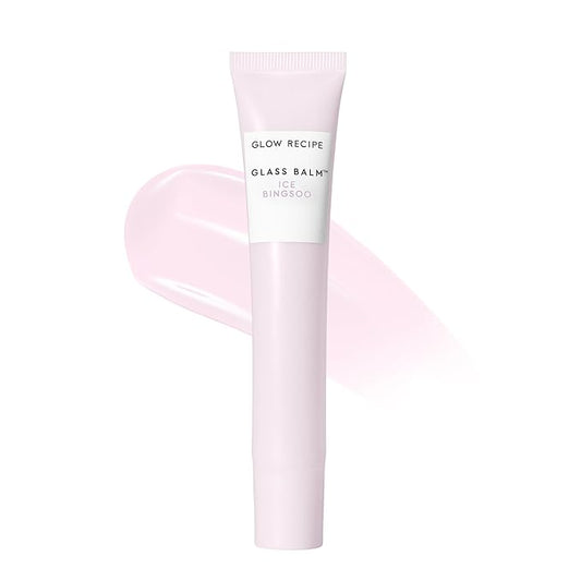 Glow Recipe Glass Balm Lip Treatment - 12Hr Hydrating Lip Balm & Moisturizer with Hyaluronic Acid to Smooth, Plump & Protect from Dryness, High Shine Finish - Clear Tint, Ice Bingsoo (15 ml)-Velvo Beauty