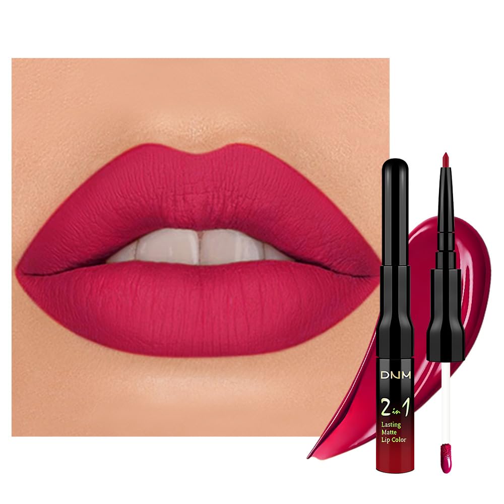 evpct 1Pcs Ruby Rose Red Matte Lip Liner & Liquid Lipstick Stain Makeup Set for Women, Red Lip Liner Stain Long Lasting Waterproof Smudge Proof, Cruelty Free Lip Stick Makeup 24 hours originales, 58-Velvo Beauty