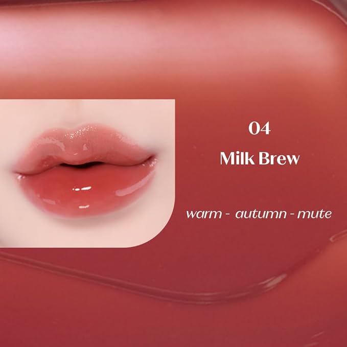 ETUDE Over Glowy Lip Stain Tint #4 Milk Brew | Non-Sticky Vegan Lip Tint | Moisturized & Long-lasting Lip Gloss | Daily Lip Stain for Dry Lips, Korean Makeup, K-beauty-Velvo Beauty