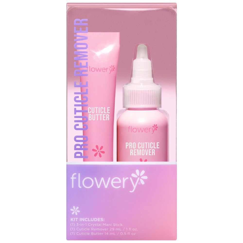 Flowery Pro Cuticle Kit, with Cuticle Butter and Pro Cuticle Remover, 2-piece Set, 1-pack-Velvo Beauty