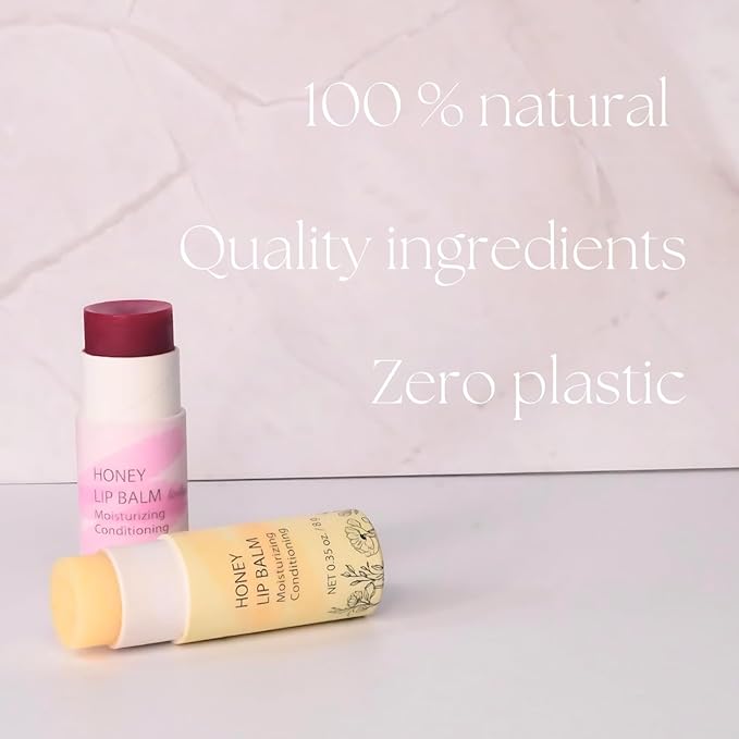 Organic Honey Lip Balm - 100% Grassfed Beef Tallow Chapstick for Women, Natural Raw Honey & Argan Oil - Ultra Moisturizing, Conditioning, Chemical Free - 3 Pack (3x0.28 oz) Tinted-Velvo Beauty