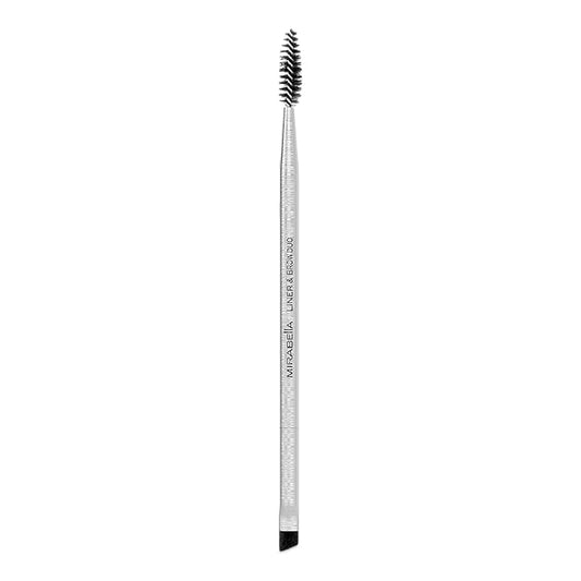 Mirabella Liner & Brow Duo Brush, Premium Professional Makeup Brush Collection, Cruelty-Free Synthetic Bristle Brush, Hand-Sculpted Brushed Aluminum Handle, Luxury Blending Brush for Makeup-Velvo Beauty