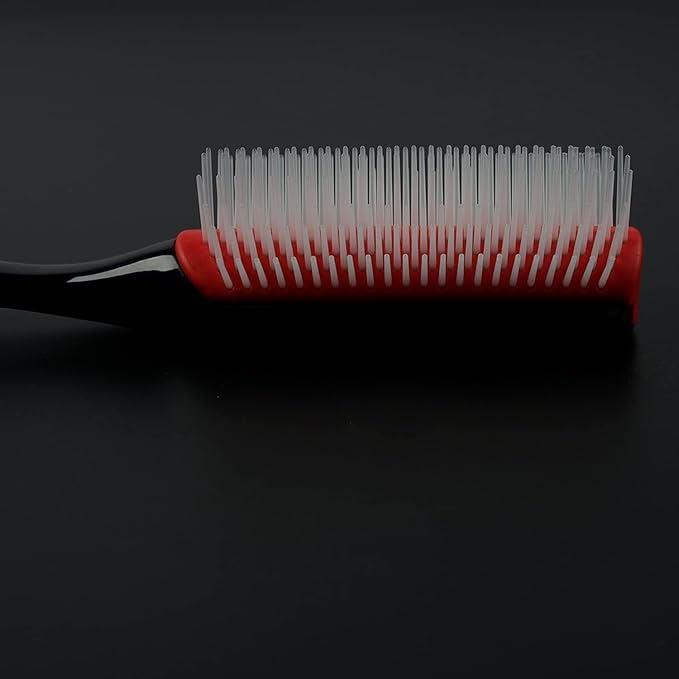 Classic Styling Hair Brush for Wet or Dry Curly Hair. 9 Row Black Brush for Detangling, Separating, Shaping-Velvo Beauty