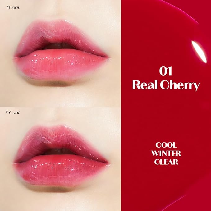 ETUDE Dear Darling Oil Tint #1 Real Cherry 4.2g | High Moisturizing and Strong Hydrating Lip Oil/Lip Gloss | Smooth and Moist Lips | Non-Sticky Lip Oil Tint For Dry Lips | K-beauty-Velvo Beauty