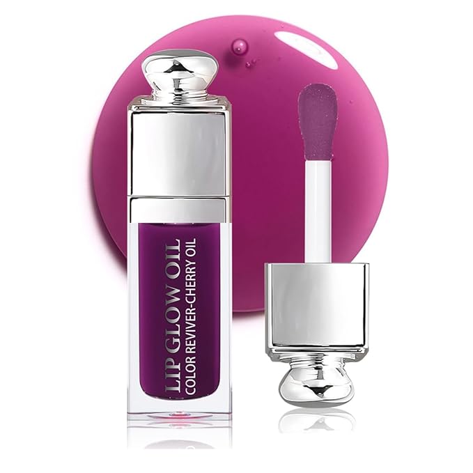 Hydrating Lip Glow Oil, Moisturizing Plumper Lip Gloss, Transparent Plumping Balm, Tinted Balm Care 0.2 OZ - 006 BERRY-Velvo Beauty