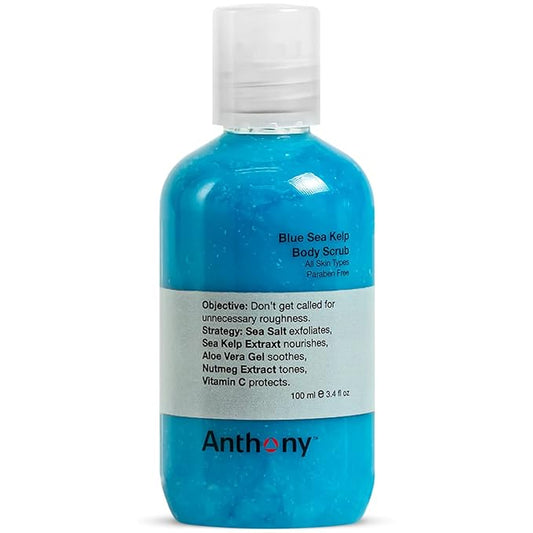 Anthony Exfoliating Body Scrub – Sea Salt, Vitamin C, And Aloe Vera Deep Cleans, Smooths Rough Patches & Soothes and Protects Skin – Blue Sea Kelp Body Wash 3.4 Fl Oz-Velvo Beauty