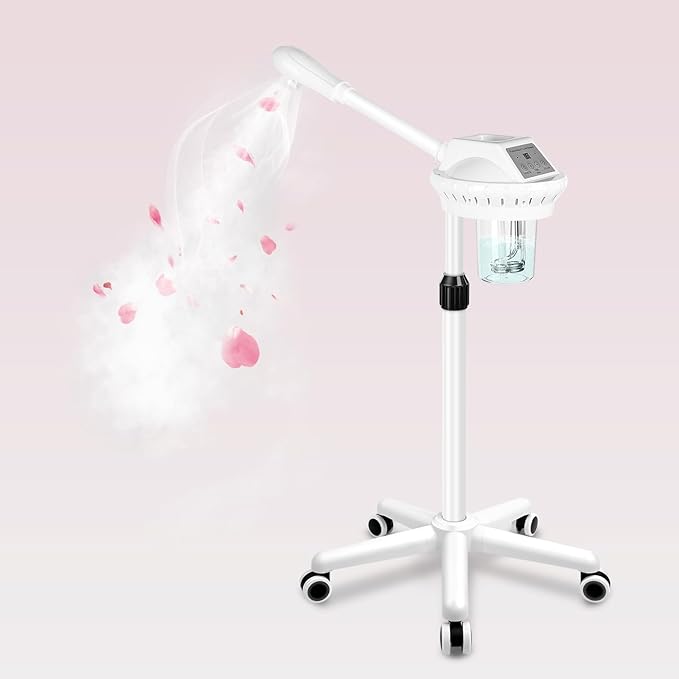 Professional Facial Steamer, Esthetician Steamer on Wheels, Stand Face Steamer for Facial Deep Cleaning, Steamer for Facial for Personal Care or Spa, Moisturizing and Hydrating-Velvo Beauty