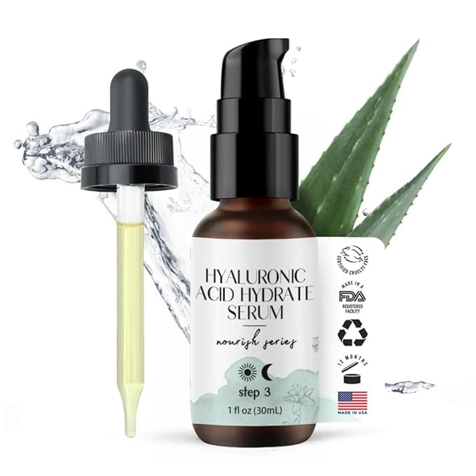 Hyaluronic Acid Face Serum - Hydrating Anti Wrinkle Anti Aging Facial Serum - With Vitamin C and E, Green Tea, Jojoba Oil - Natural and Organic - 1 Oz by Foxbrim Naturals-Velvo Beauty