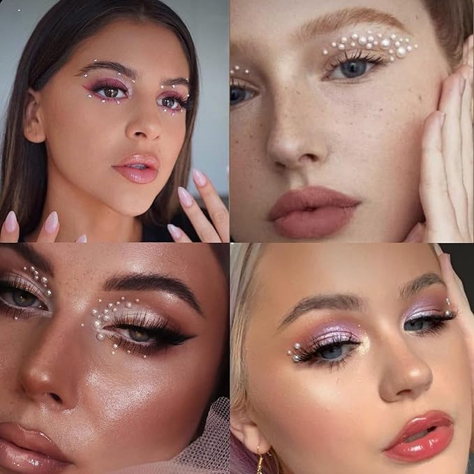 Nail Art Pearls with Nail Rhinestones Glue Gel Flatback Pearls Nail Charms Luxurious Nail Supplies Accessories Gold Silver Nail Gems Jewelry Pearls for Women Nail Design-Velvo Beauty